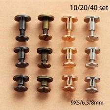 US 10/20/40x Flat Belt Screw Leather Craft Chicago Nail Brass Rivet Stud Heads