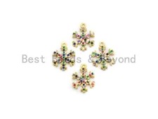 Multi Color CZ Micro Pave Snowflake Charm,Snowflake Shaped Pave Pendant, Gold