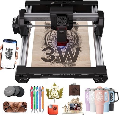 ATOMSTACK SWIFT MINI Laser Engraver 3W, Fully Pre-Assembled 135×145mm Area