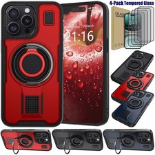 For iPhone 15 Pro Max/Plus/Pro/15 Case Hybrid Ring Stand Cover /Screen Protector