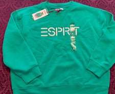 Esprit Women's Logo Fleece Crewneck Sweatshirt Green Viral 80's Costco NWT XL