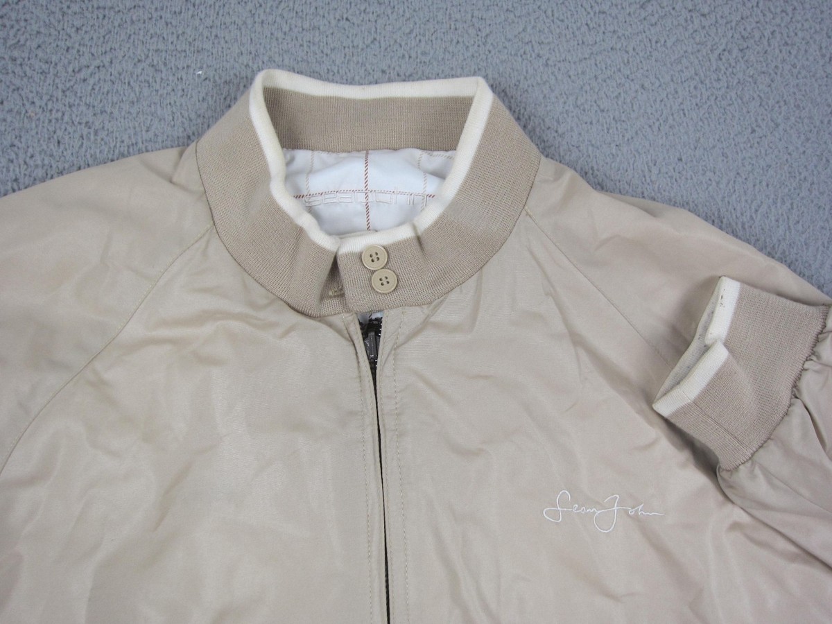 Vintage Sean John Jacket Mens 2XL XXL Beige Bomber Reversible 
