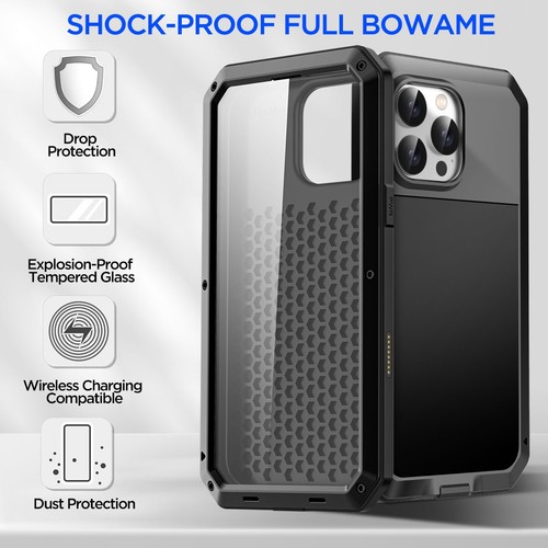 Aluminum Case for iPhone 16e 16 15 14 13 11 Pro Max Heavy Duty Shockproof Cover - Picture 3 of 17