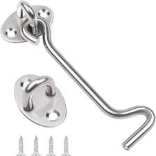 4 Inch Hook and Eye Latch, Leryati 1Pcs 100mm Silver Gate Hook Stainless Steel 