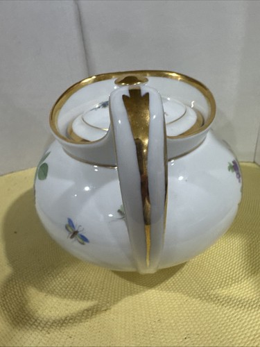 Tetera de diseño floral Meissen pintada a mano del siglo XIX. Raro. - Imagen 6 de 12