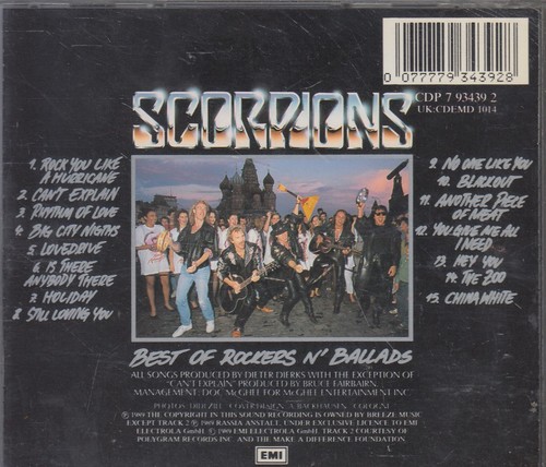 SCORPIONS "Best Of Rockers n' Ballads" CD - Picture 2 of 2