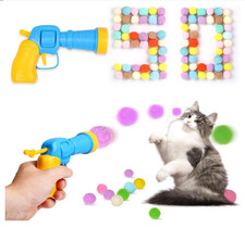 50PCS Cat Pom Pom Balls with Launcher Interactive Toy for Indoor Cats  Kittens