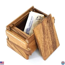 BSIRI Magic Sliding Box- Secret Box Brain Teaser Wooden Puzzle Boxes with Hidden