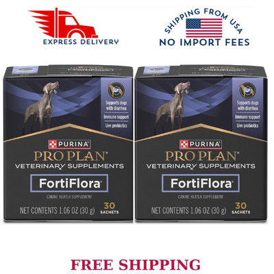 2 Boxes Purina Pro Plan Veterinary Supplements FortiFlora Probiotics Dogs