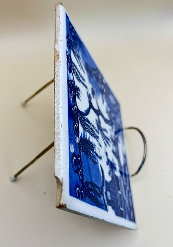 Vintage blau & weiß japanisches Motiv Keramikfliese/Untersetzer 6x6" Richards England SELTEN! - Bild 5 von 5