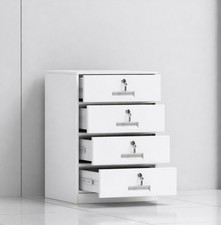 FULLY ASSEMBLED 4 Drawer White Steel Filing Cabinet with Lockable Door and Key