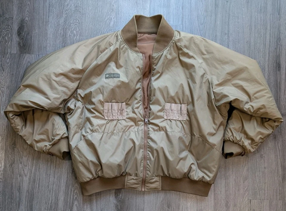 Vintage Columbia Reversible Bomber Jacket Mens XXL Olive Brown Utility 90s - Image 3 of 4