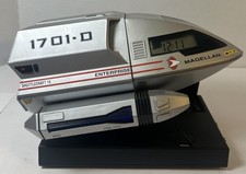 Star Trek TNG Shuttlecraft Magellan Talking Alarm Clock 1701-D Works No Adapter