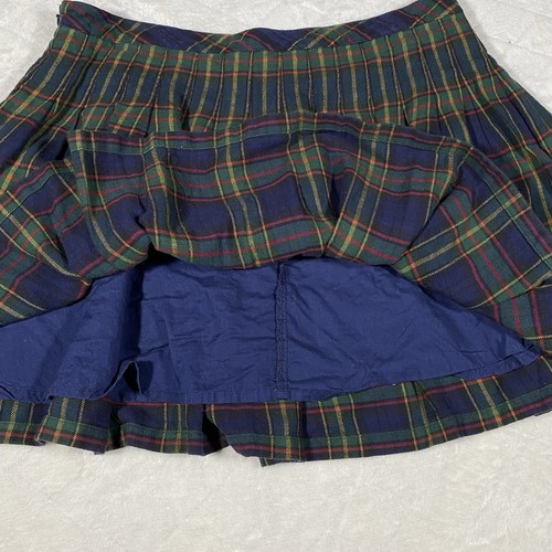 Vtg Y2K Gap Green Blue Plaid Tartan Pleated Mini Skirt Lined Preppy Women’s Sz 8 - Picture 5 of 8