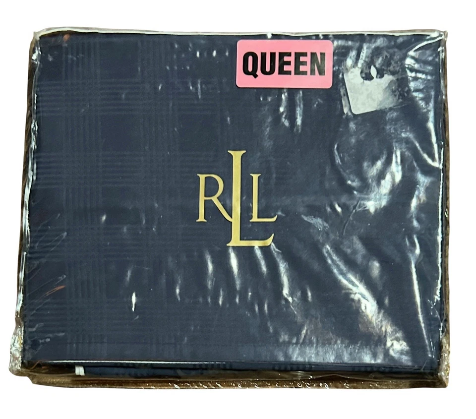 FALDA DE CAMA RALPH LAUREN GLEN A CUADROS AZUL MARINO TALLA QUEEN NUEVA SUITE LAUREN 60x80 pulgadas Foto 2 de 4