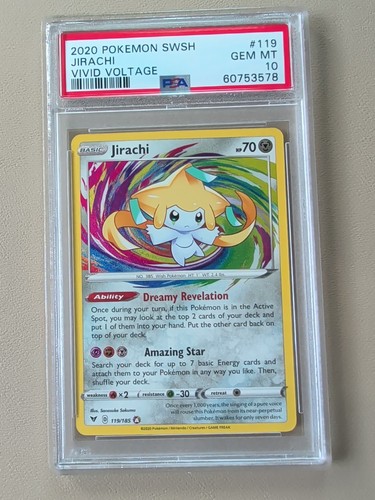 2020 Pokemon Vivid Voltage Jirachi 119/185 Amazing Rare Graded PSA 10 GEM MINT - Picture 3 of 5