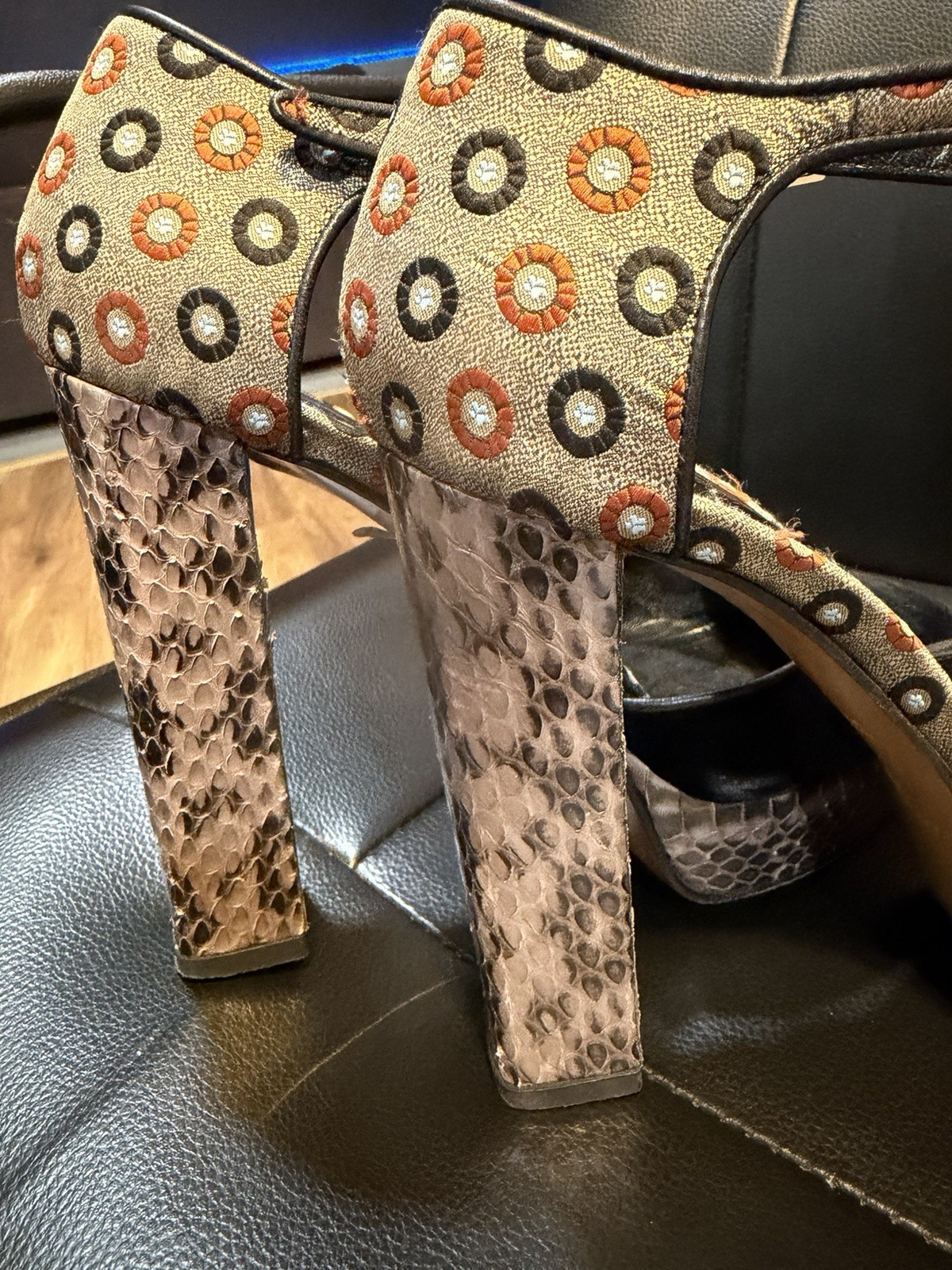 ETRO Velvet and Python Platform Heels Made In Ita… - image 5