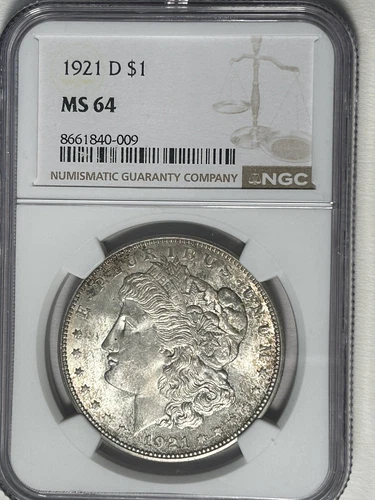 1921 D MORGAN DOLLAR NGC MS 64