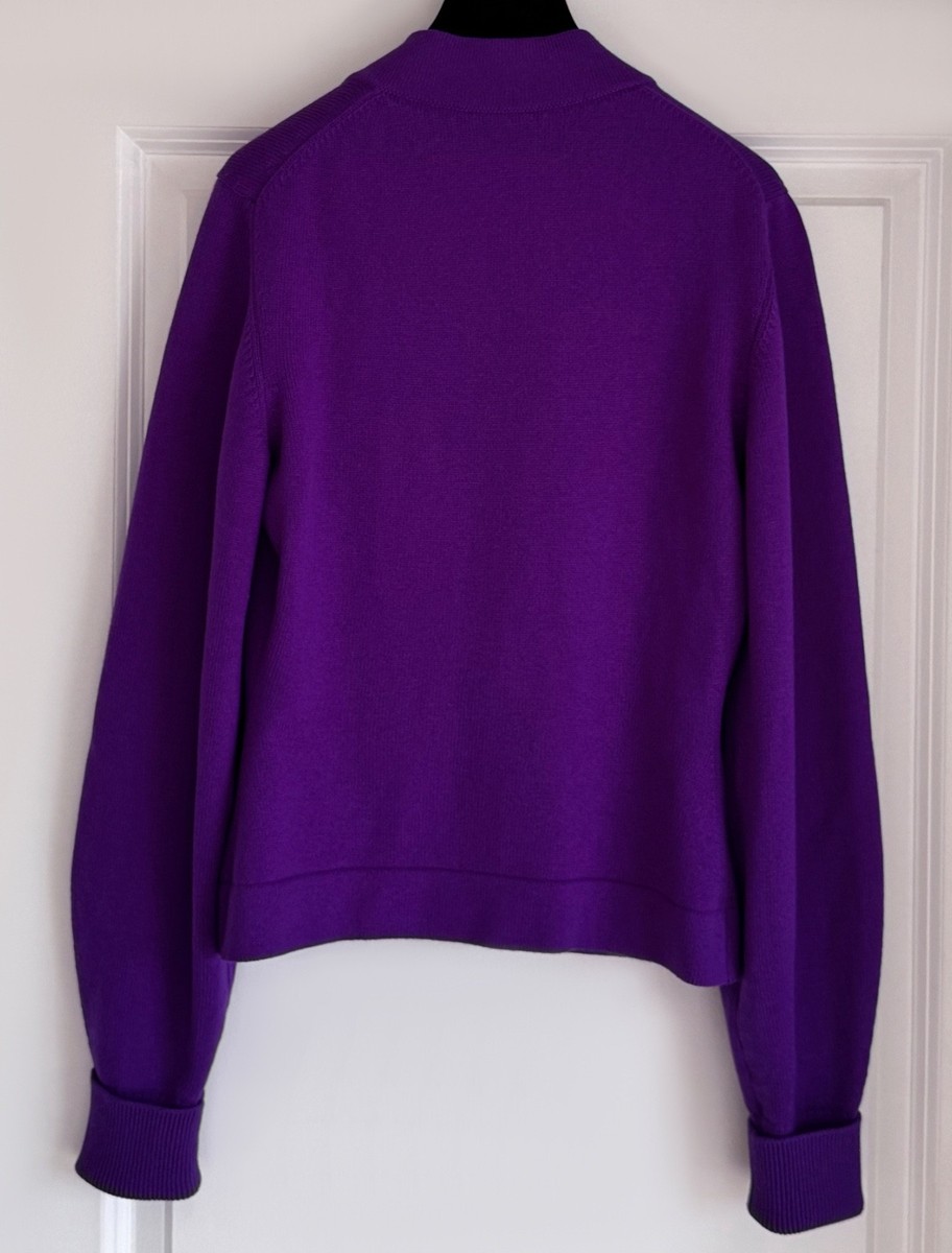 22A CHANEL PURPLE CASHMERE CRYSTAL BUTTONS CARDIGAN KNIT SWEATER