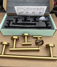 FORIOUS Bath Hardware Accessory Set Gold Metal Ww0216g-4 Towel Bars And Hooks