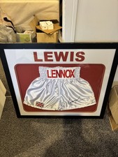 ** NEW Lennox Lewis Signed Boxing Shorts Trunks Autographed Display *