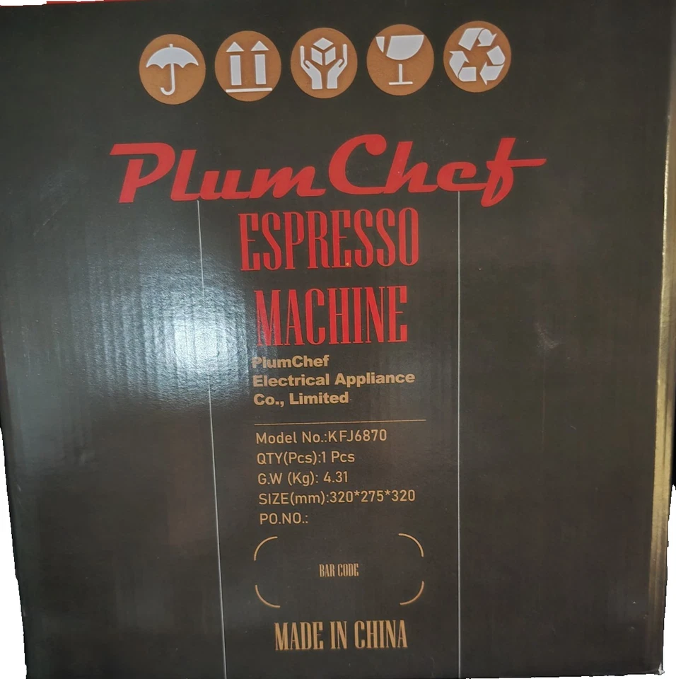 Máquina de café espresso Plum Chief KFJ6870 con espumador de café S.S nueva Foto 4 de 4