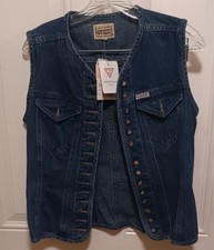 Vintage Guess Denim Womens Vest Size Small With Tags Missing A Button