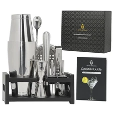 Premium Boston Cocktail Shaker Set Bartender Kit - 12 Piece Mixology Bar Set ...