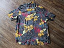 AllSaints Goldberg Dark Tropical Floral Aloha Shirt Relaxed Fit Mens Medium