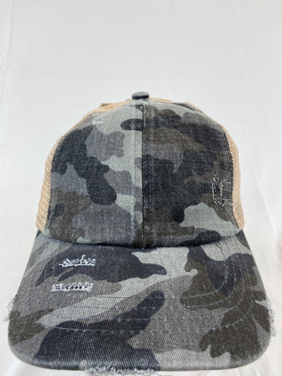 Women\'s Camo Distressed Mesh Back Adjustable Classic Comfortable Baseball Caps C.C Women Cotton Vintage Camouflage Distressed Mesh Back  main image 2