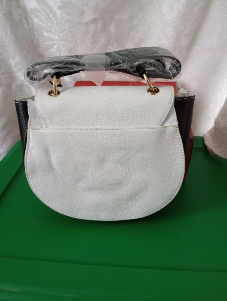 Кожаная женская сумка Emma Fox черно-белая Ppl через плечо с цветочным принтом подкладка - Изображение 4 из 4