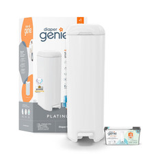 Diaper Genie Platinum Pail Lily White Is Made in Durable Stainless Steel and I