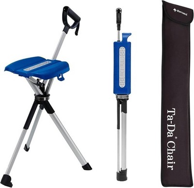 Ta-Da Chair Step2Gold Portable Walking Stick, Cane with Seat Foldable Chair
