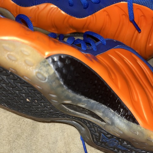 Size 11.5 - Nike Air Foamposite One Knicks Orange Blue Suede (314996-801) - Picture 10 of 12