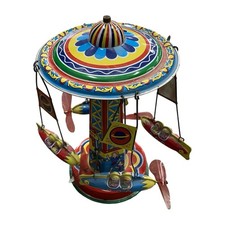 Schylling Retro Tin Type Rotating Ride A Rocket 2010 Interactive Toy - WORKS