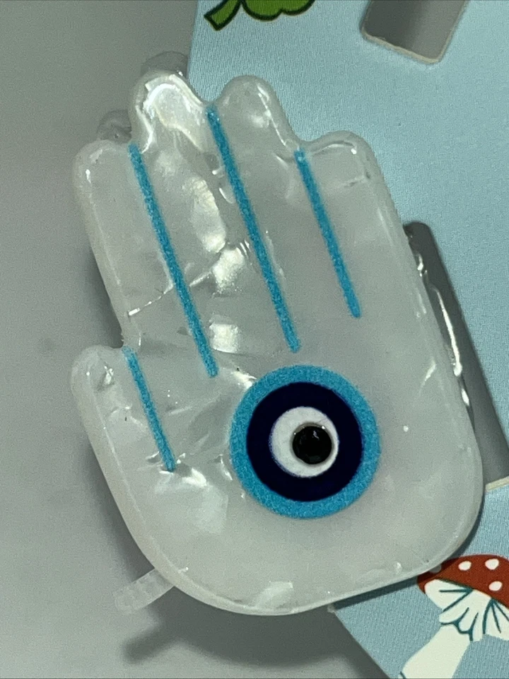 Champiñón Hamsa Mano Yin-Yang Cara Sonriente Trébol Mal de Ojo Hippie Boho Pinzas para el Cabello Foto 2 de 4