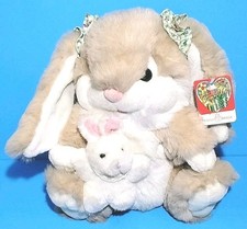 Stuffed Animal Toy Vintage Rabbit Plush Image Bunny & Baby 14" Collectible 1996