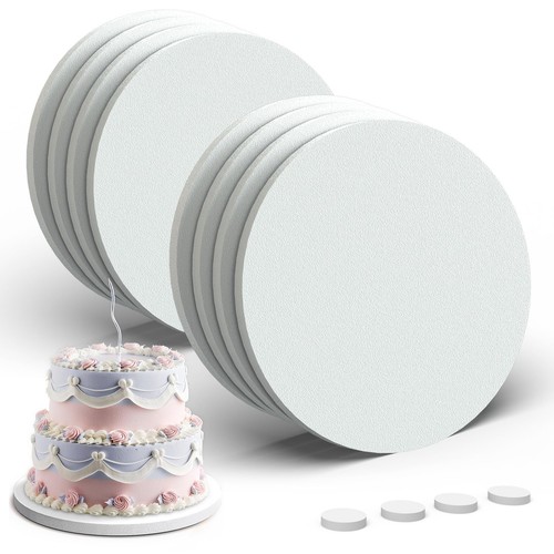 8 Pack 8 Inch Cake Drums, White, Round, 1/2 Thick, Greaseproof Boards ...