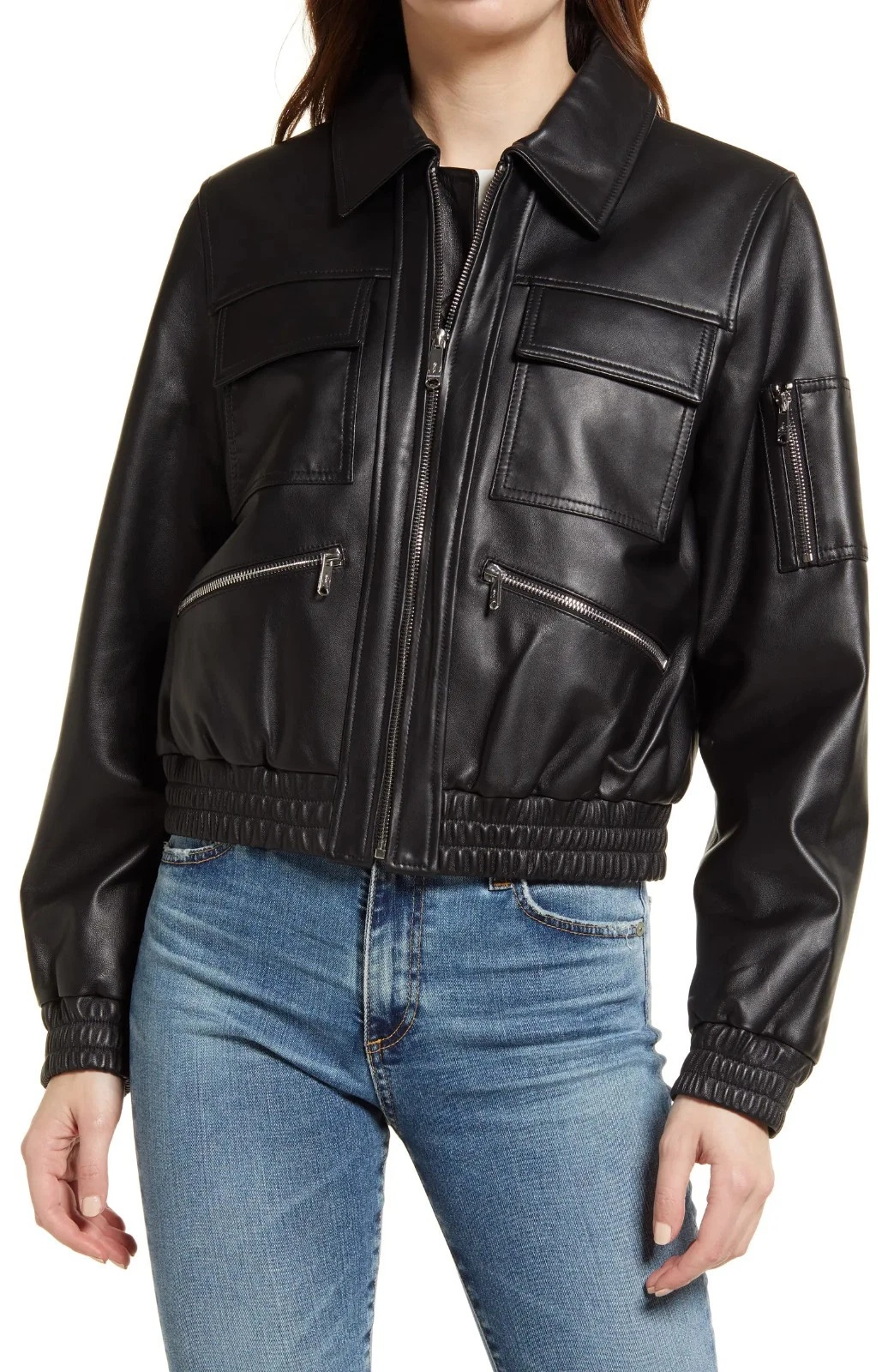 Black Leather Jacket Men Bomber Pure Lambskin Size S M L XL XXL 3XL Custom Made