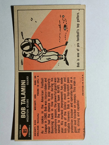 1965 Topps #85 Bob Talamini (POOR) - Picture 2 of 2