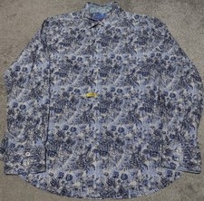 Robert Graham Colville Shirt Men's Large Blue Floral Button Up Classic Fit