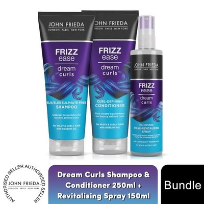 John Frieda Dream Curls Shampoo & Conditioner 250ml + Revitalisierendes Spray 150ml