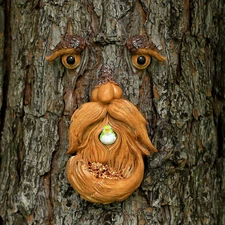 Tree Faces Bird Feeder Decor Outdoor – Tree Hugger Yard Art Garden Decoration – 