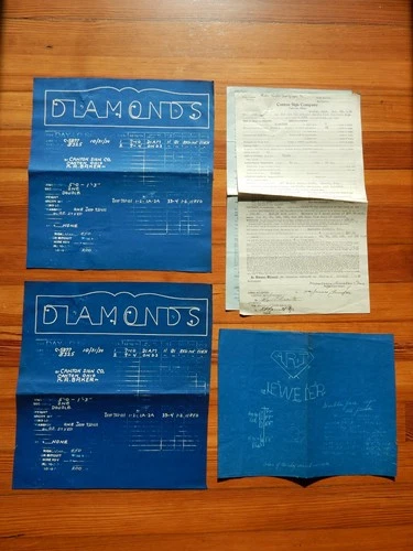 Original vintage old CLAUDE NEON SIGN blueprint contract DIAMONDS Jeweler 1929 !