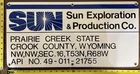 Vintage Porcelain Oil Field Sign - Sun Exploration & Production Co Crook Cty WY