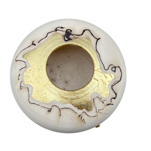 Studiokeramik kleine Vase mit Goldakzenten & abstraktem Design Künstler signiert - Bild 2 von 9