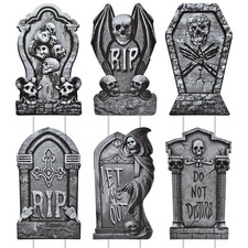Halloween Decorations Tombstone Yard Signs Stakes Graveyard Design Gift 6-Piece