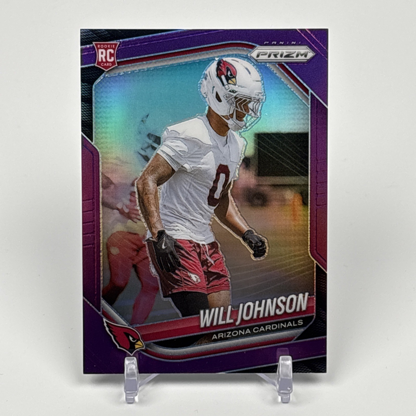 2025 Panini Prizm Rookie Will Johnson #370 True Purple Prizm /125 RC Cardinals