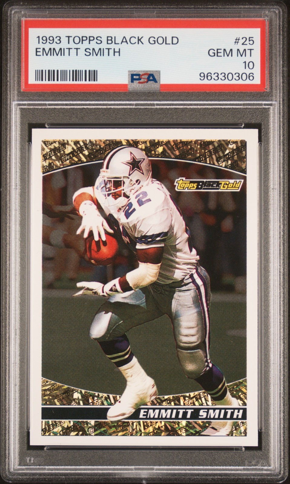 Emmitt Smith #25 Football Cards 1993 Topps Black Gold trading card — raw and PSA graded price guide