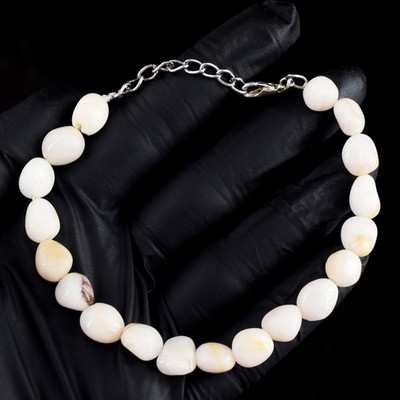 Hervorragendes Muster erstaunliches weißes Achat 84,00 kt elegantes Perlenarmband RK 28 E803